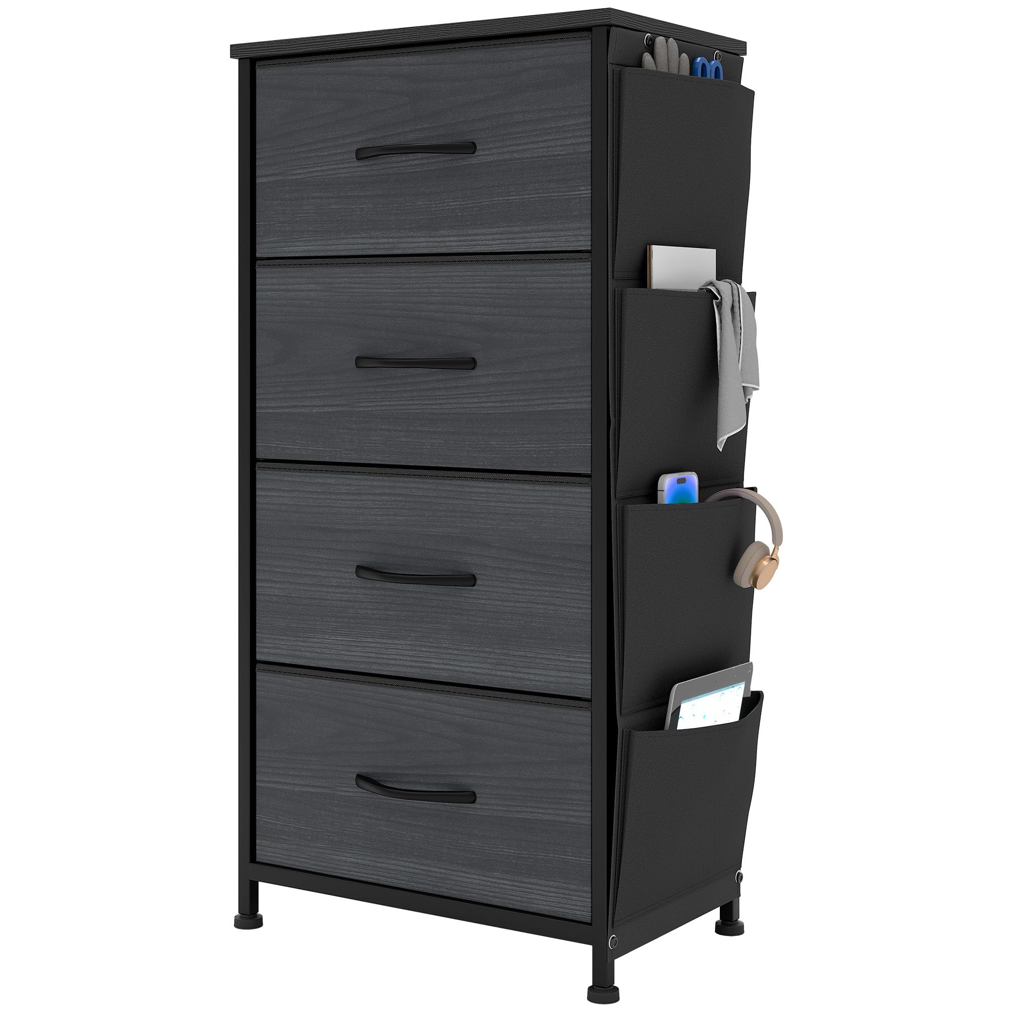 YITAHOME 4-Drawer Fabric Chest of Drawers with Steel Frame – Charcoal
