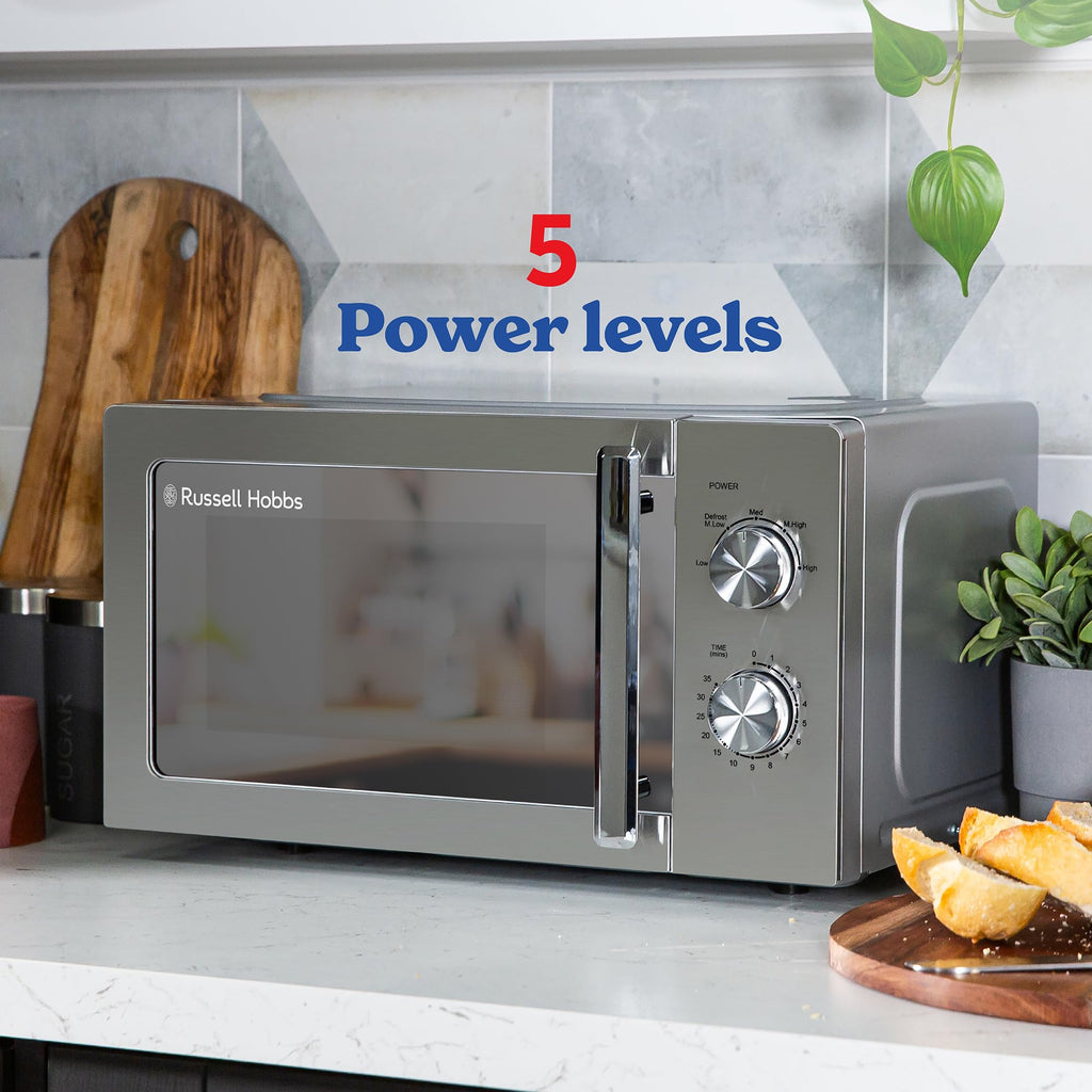 Russell Hobbs 20L Solo Microwave | 800W Stainless Steel Compact Design