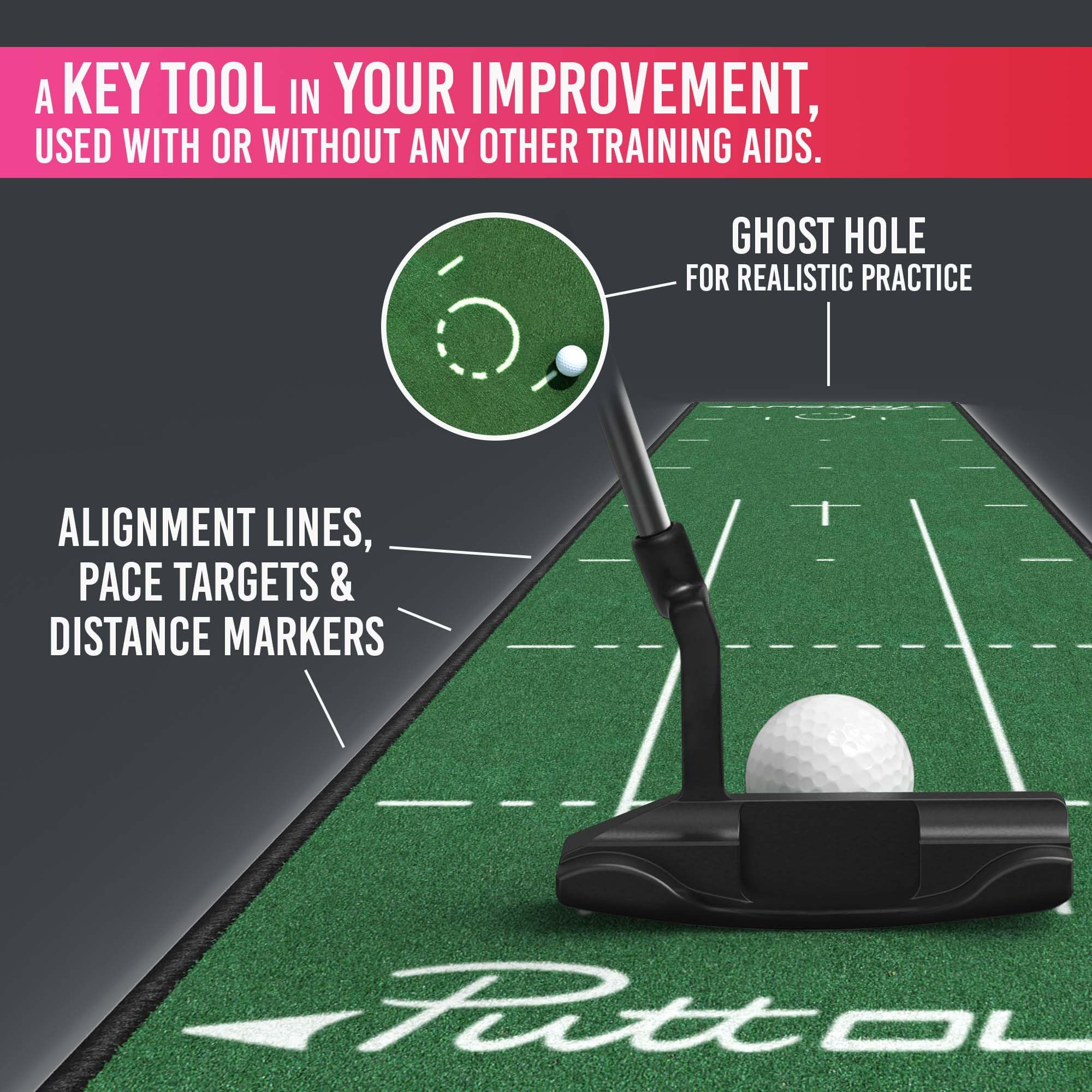 PuttOUT Medium Putting Mat – 240cm x 50cm Indoor Golf Training Aid