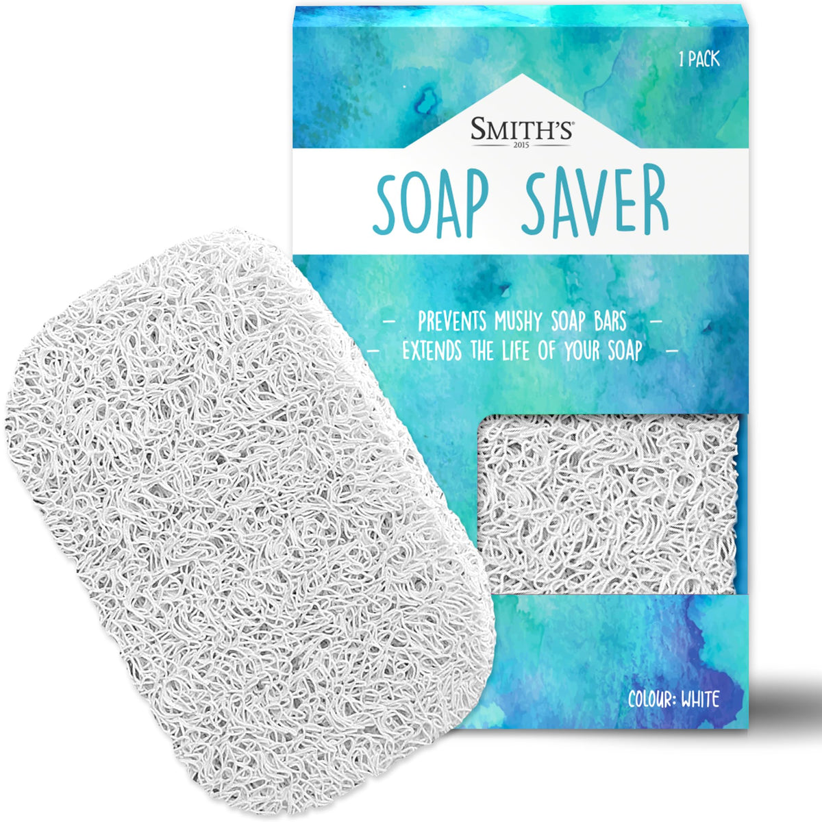 Soap Saver by Smith’s® | Extend Your Soap’s Life | 14 cm L x 8 cm W x 1.2 cm H | White / 1 Pack | 50% Thicker | Enhanced Design
