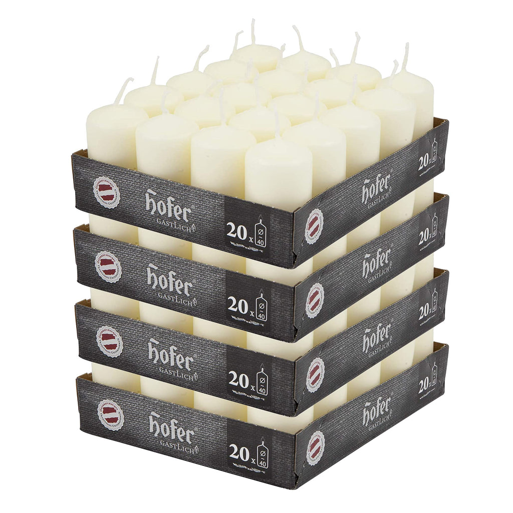 Hofer Ivory Pillar Candles – Set of 80 Unscented Dripless Candles