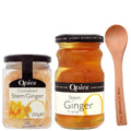 Opies Stem Ginger Bundle | Crystallised & Syrup Ginger with Wooden Spoon