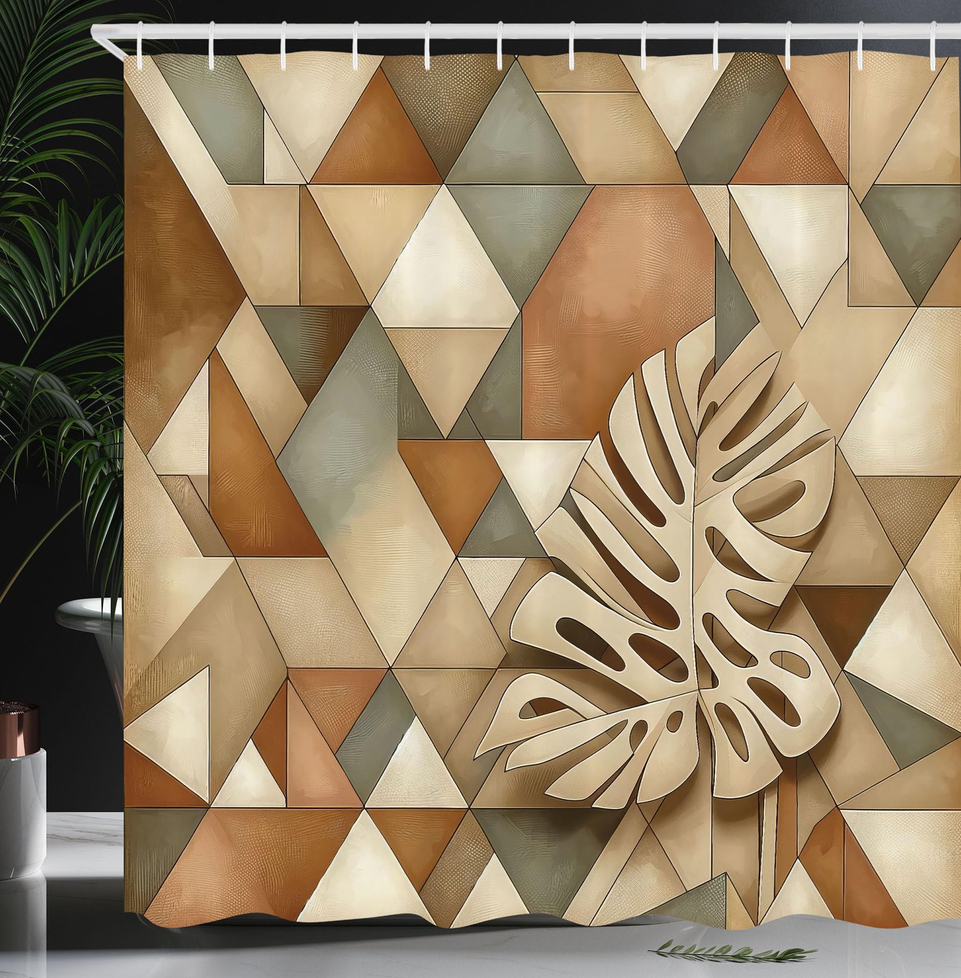 Abakuhaus Monstera Shower Curtain | Boho Fabric Bathroom Decor | 175x200cm