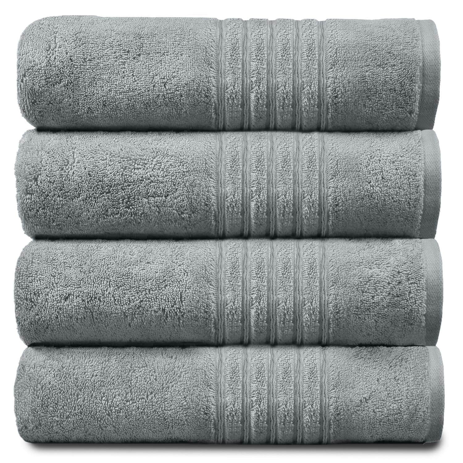 GC Gaveno Cavailia 4-Pack Extra Large Cotton Bath Sheets | Silver Grey