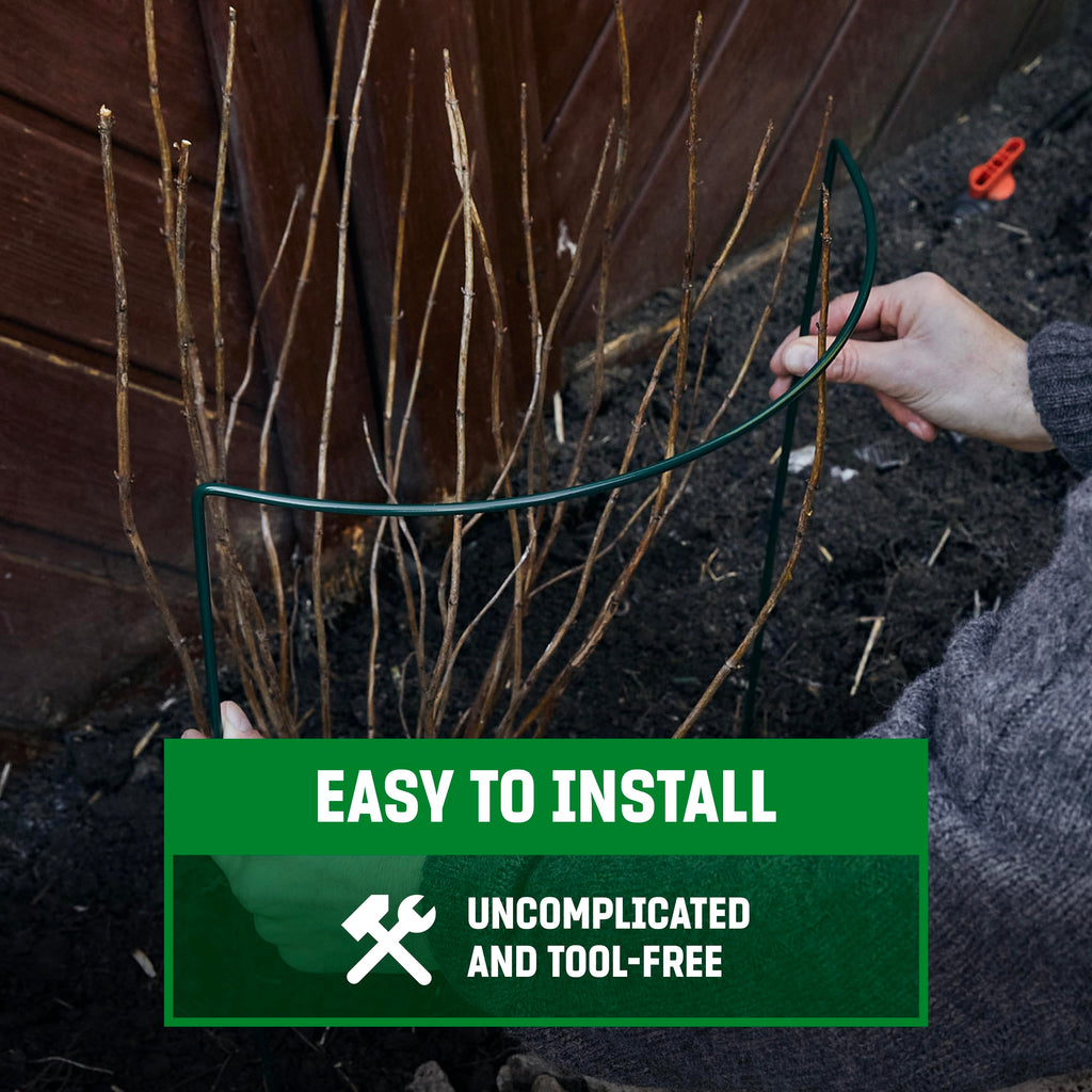 GardenGloss Shrub Supports - 5 Pcs Rustproof Green Steel - 100x40cm