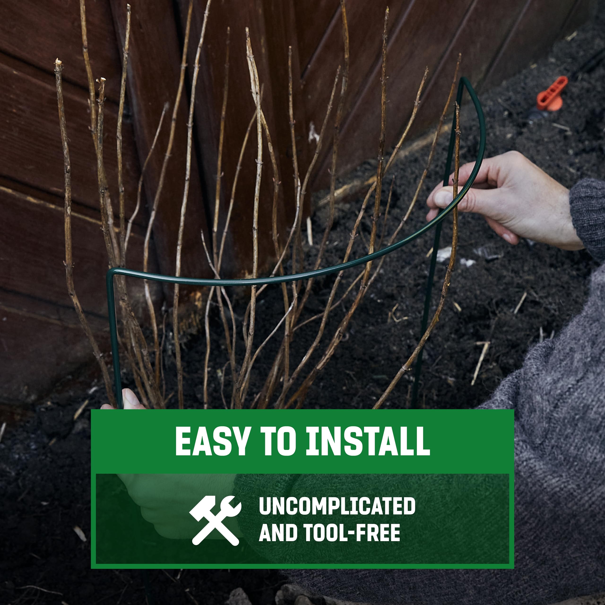 GardenGloss Shrub Supports - 5 Pcs Rustproof Green Steel - 100x40cm