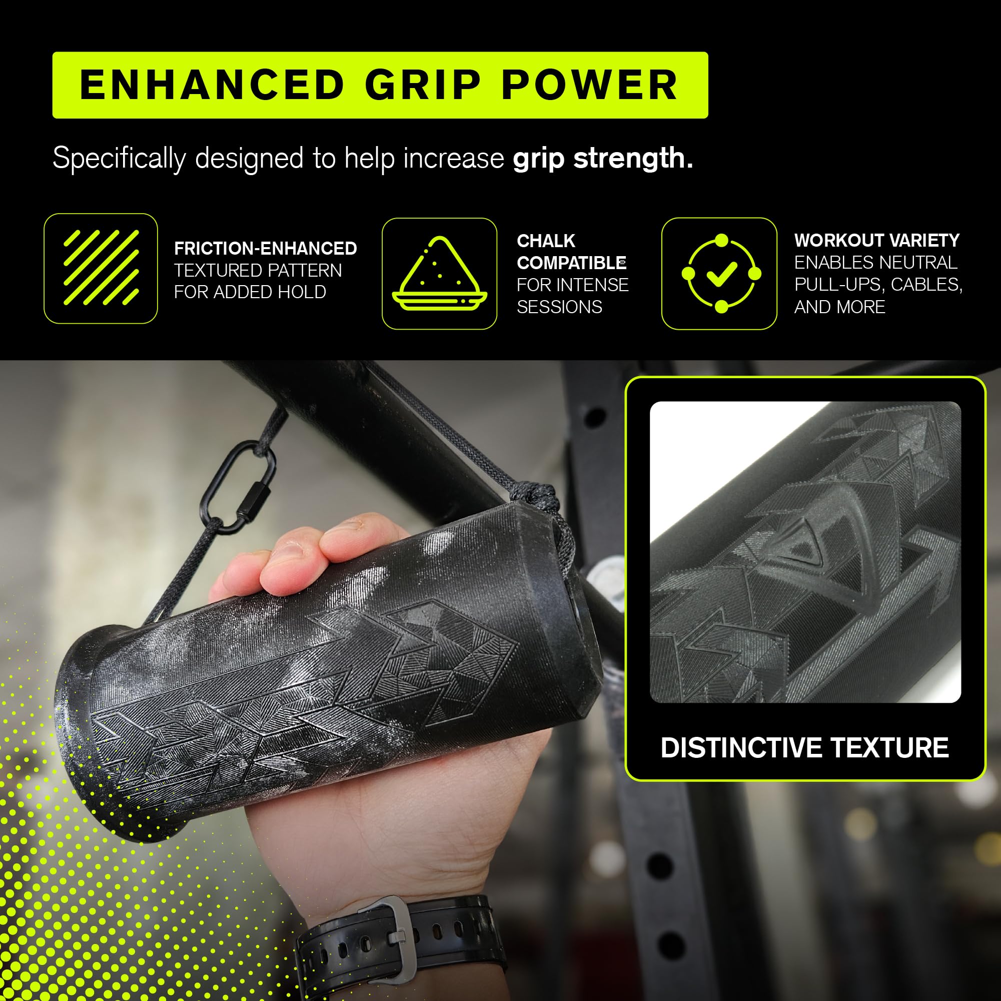 Duonamic Switch Pull Up Grips | 3-Size Climbing Grip Strength Trainer