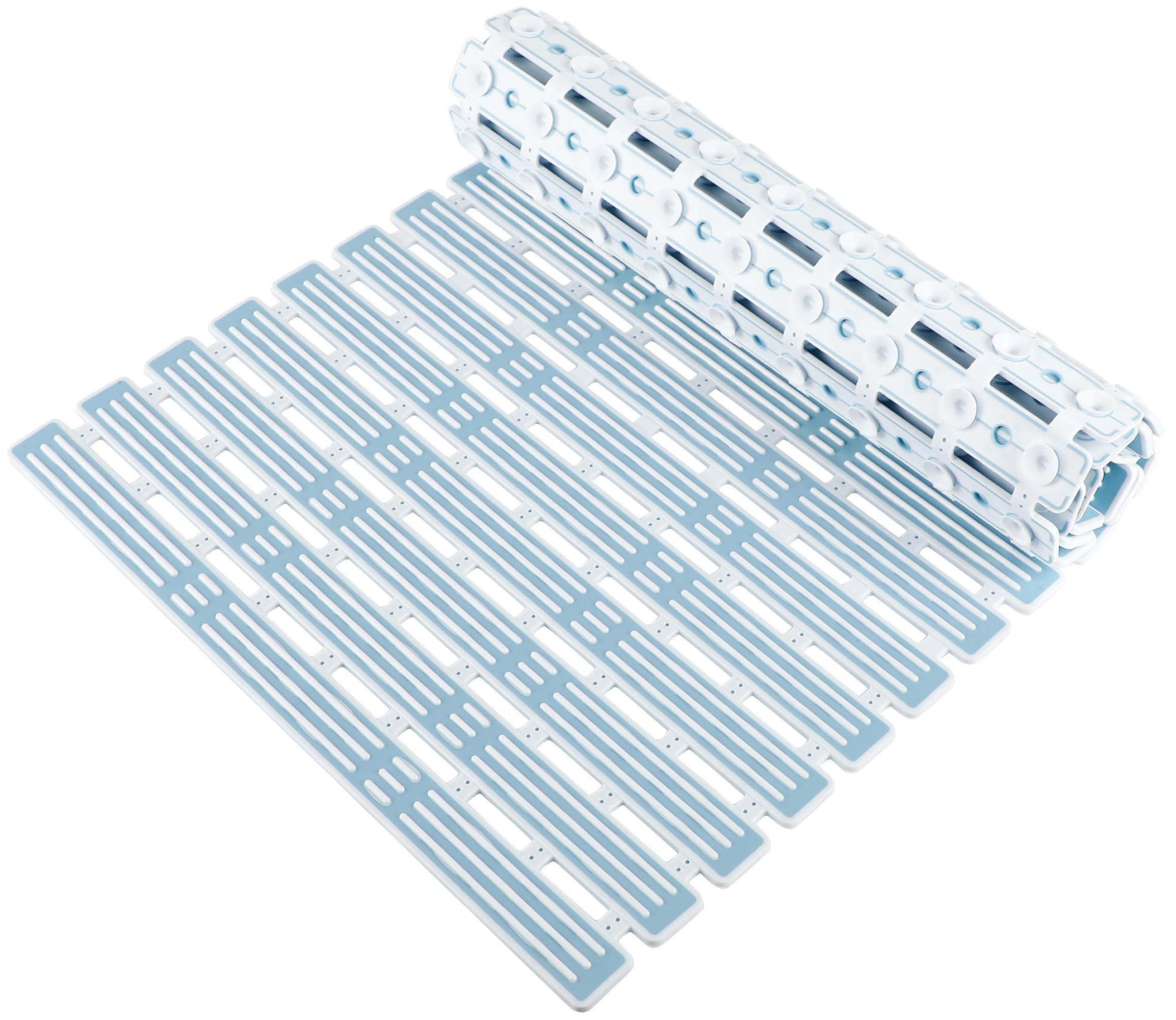 WELTRXE Non-Slip Bath Mat – 68x40cm Anti-Mould TPE Shower Mat, Blue