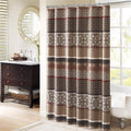 Madison Park Princeton Geometric Jacquard Fabric Shower Curtain - Red