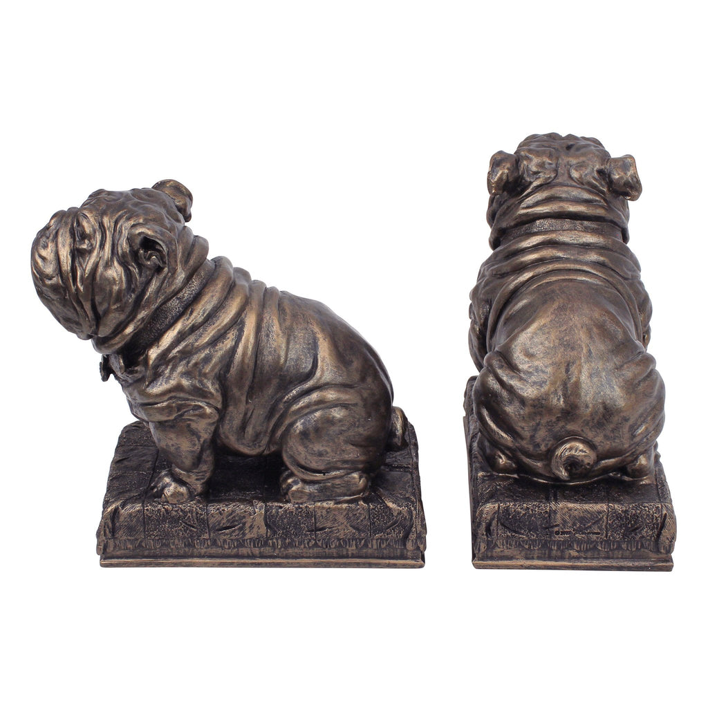 Design Toscano Bulldog Mascot Bookend Statues | Bronze Finish, Set of 2