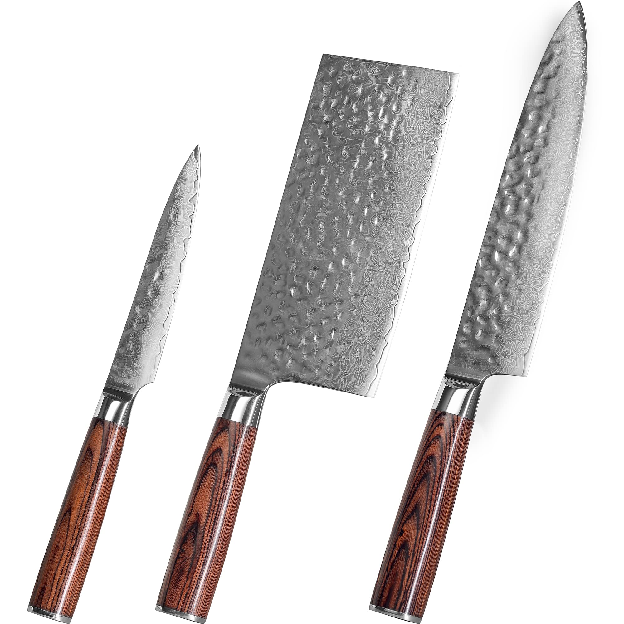 Jolof Store 3-PC Damascus Steel Kitchen Knife Set | Professional Cutlery