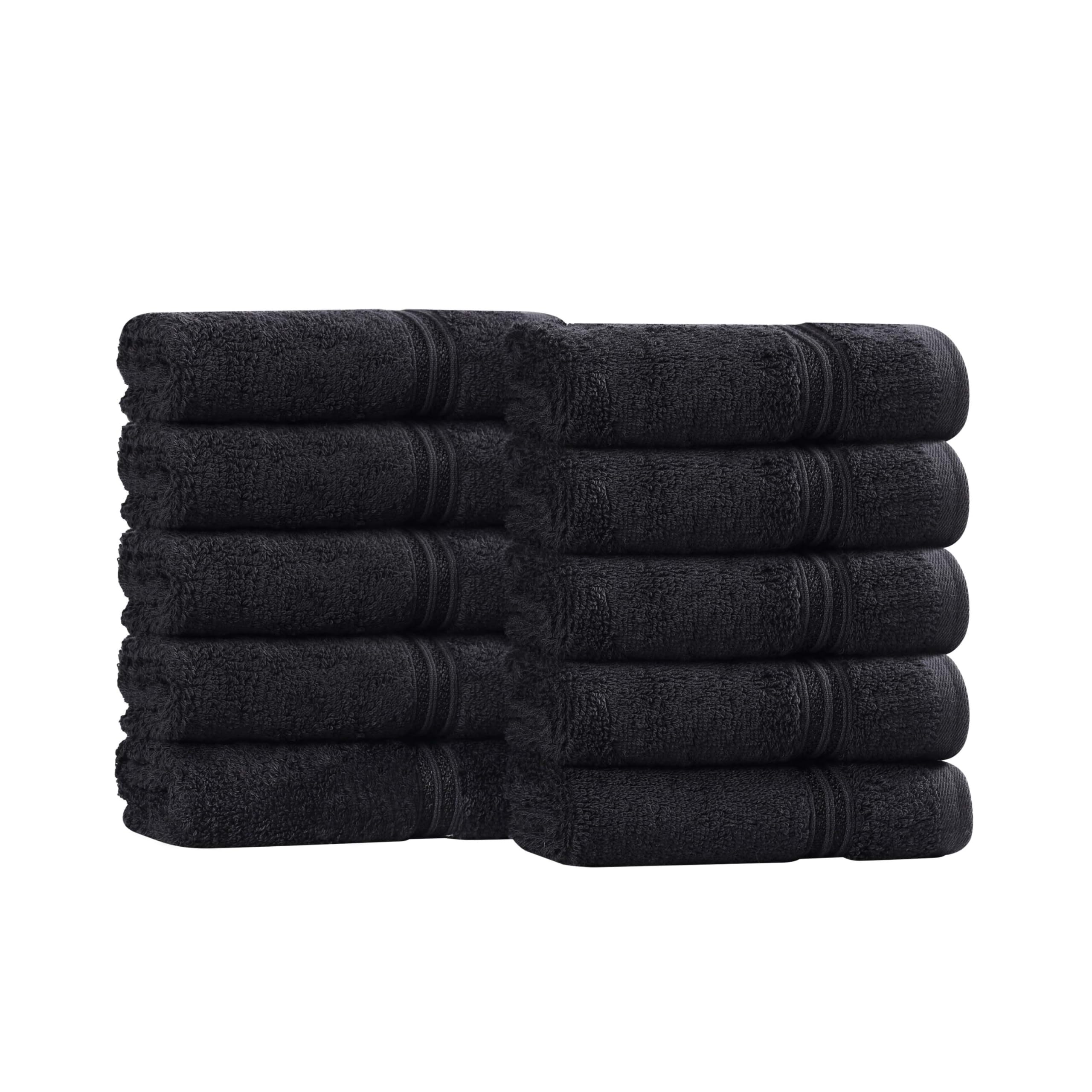 Superior Egyptian Cotton Face Towel Set - 10-Piece Black 600 GSM