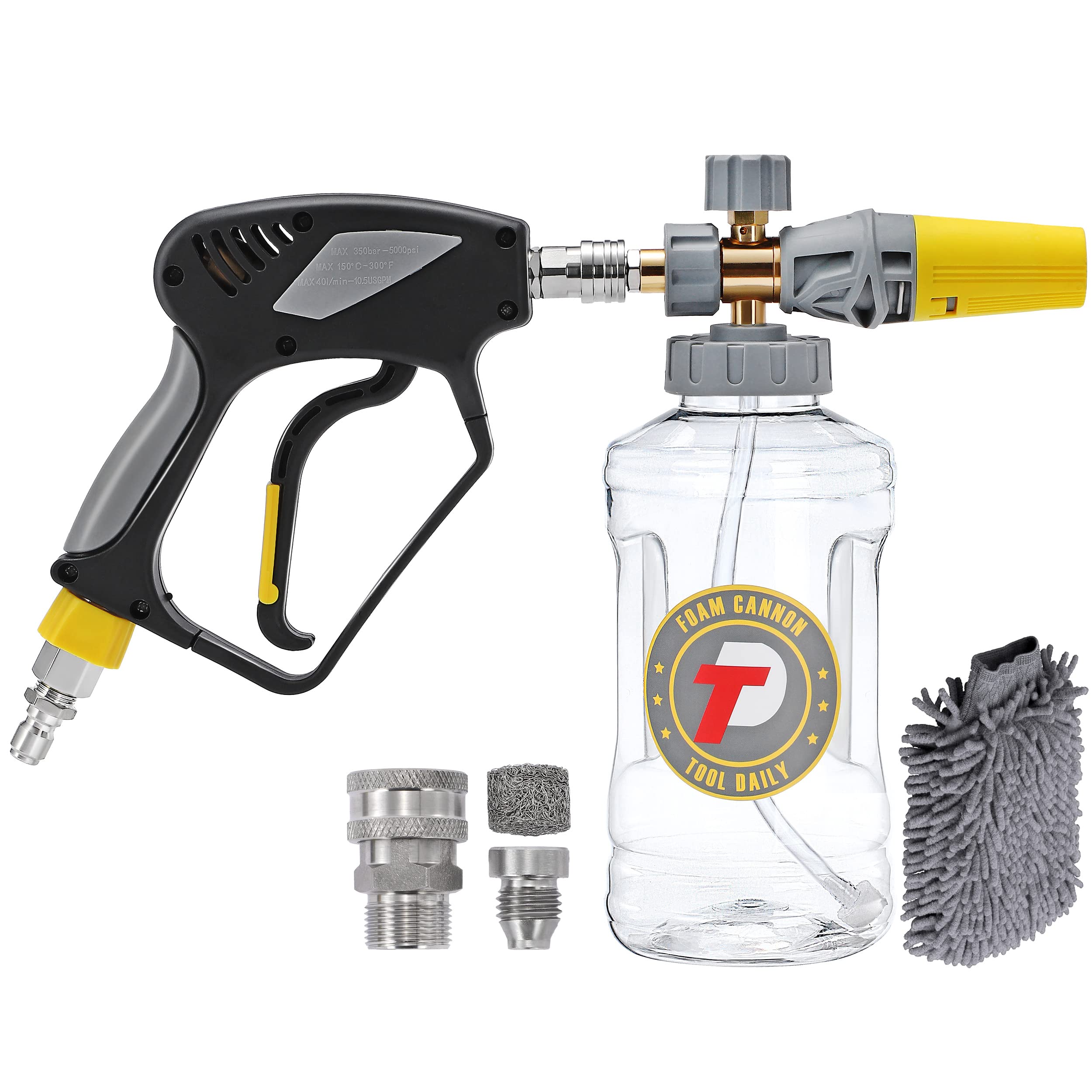 Tool Daily 5000 PSI Pressure Washer Gun with 1.5L Foam Cannon & Swivel