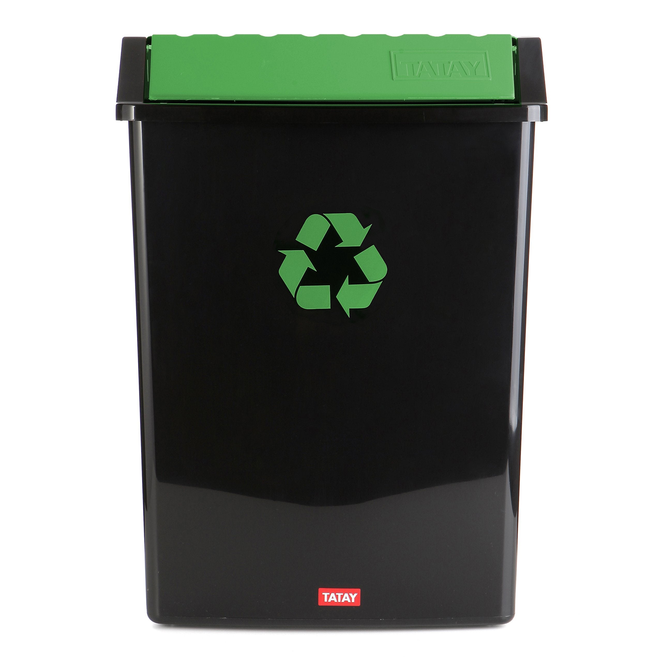 TATAY 50L Recycling Bin – Green Polypropylene Waste Bin with Swing Lid