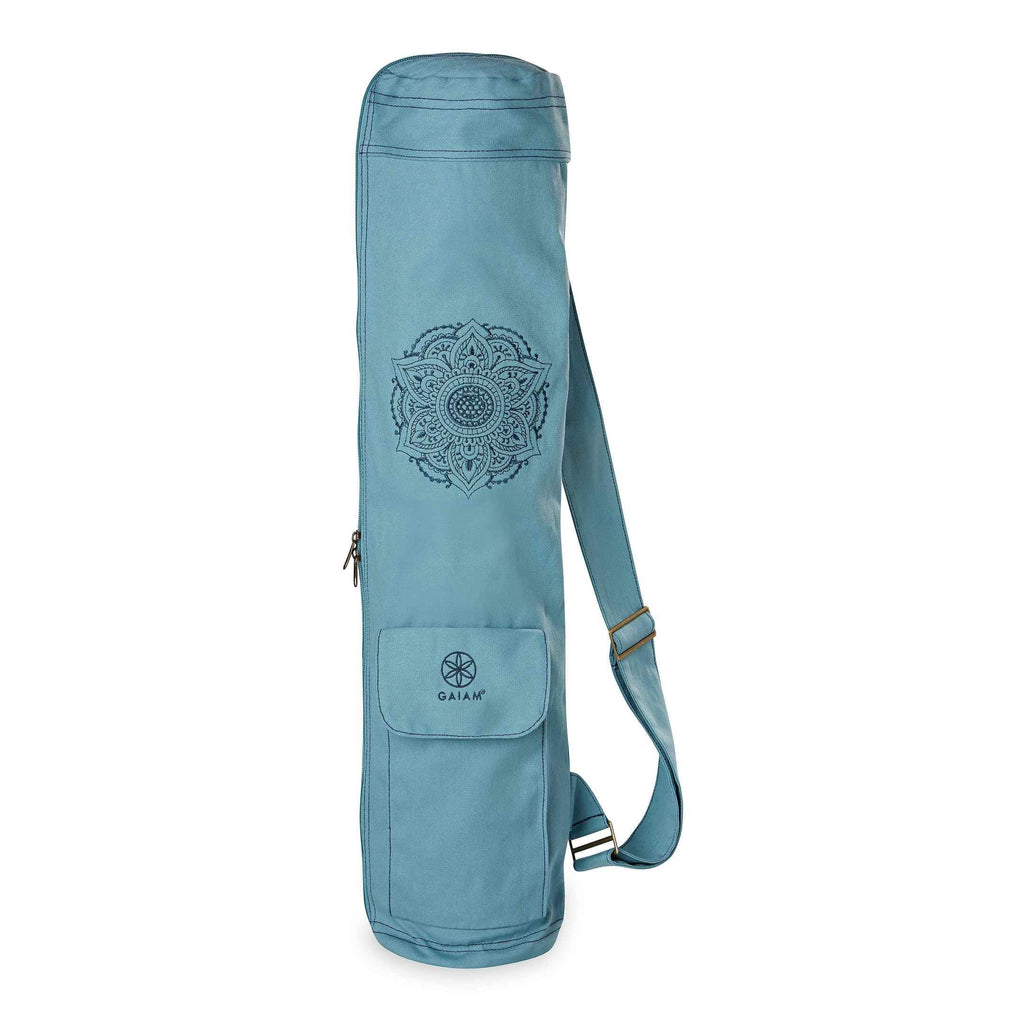 Gaiam Cargo Yoga Mat Bag – Embroidered Canvas Carrier with Storage Pocket