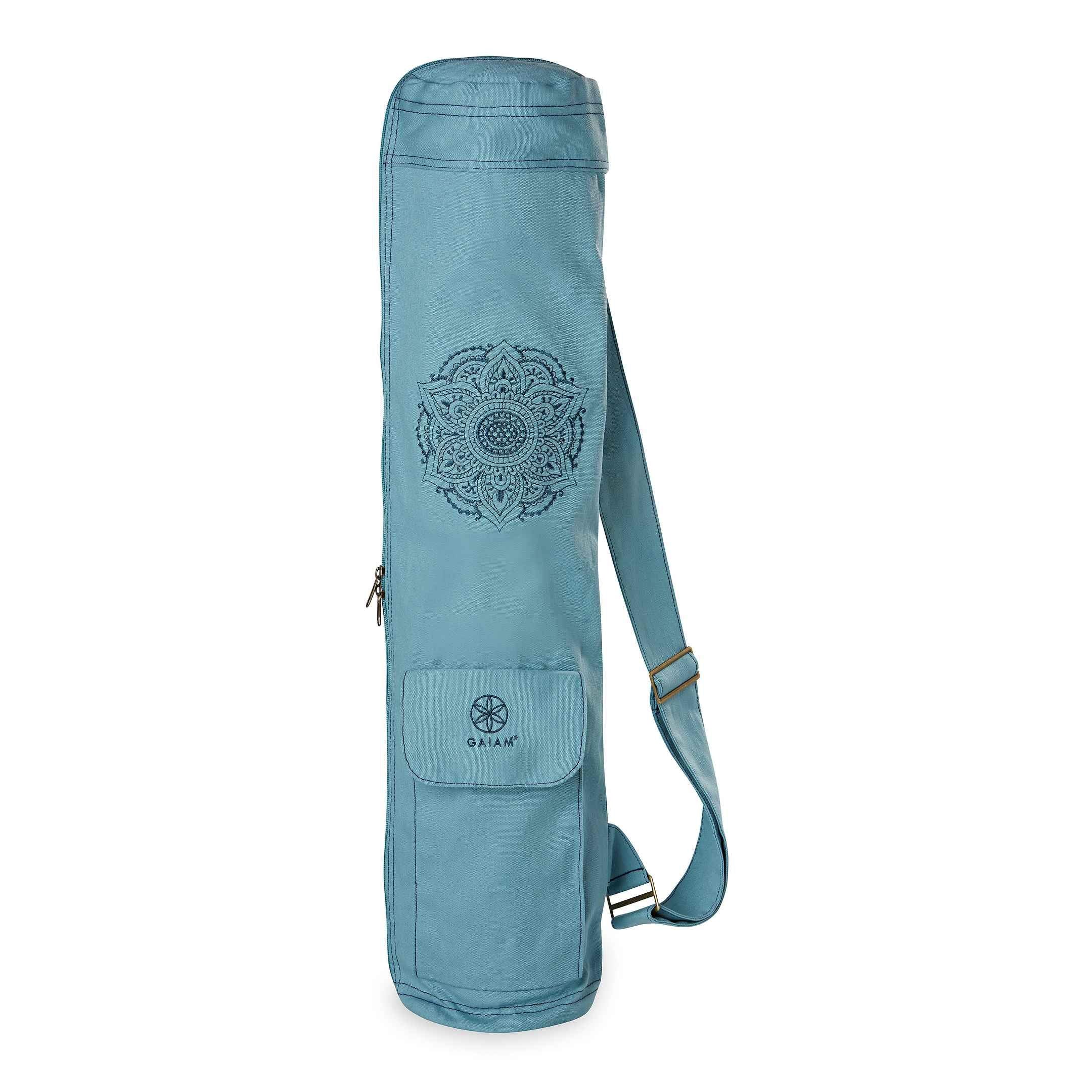 Gaiam Cargo Yoga Mat Bag – Embroidered Canvas Carrier with Storage Pocket