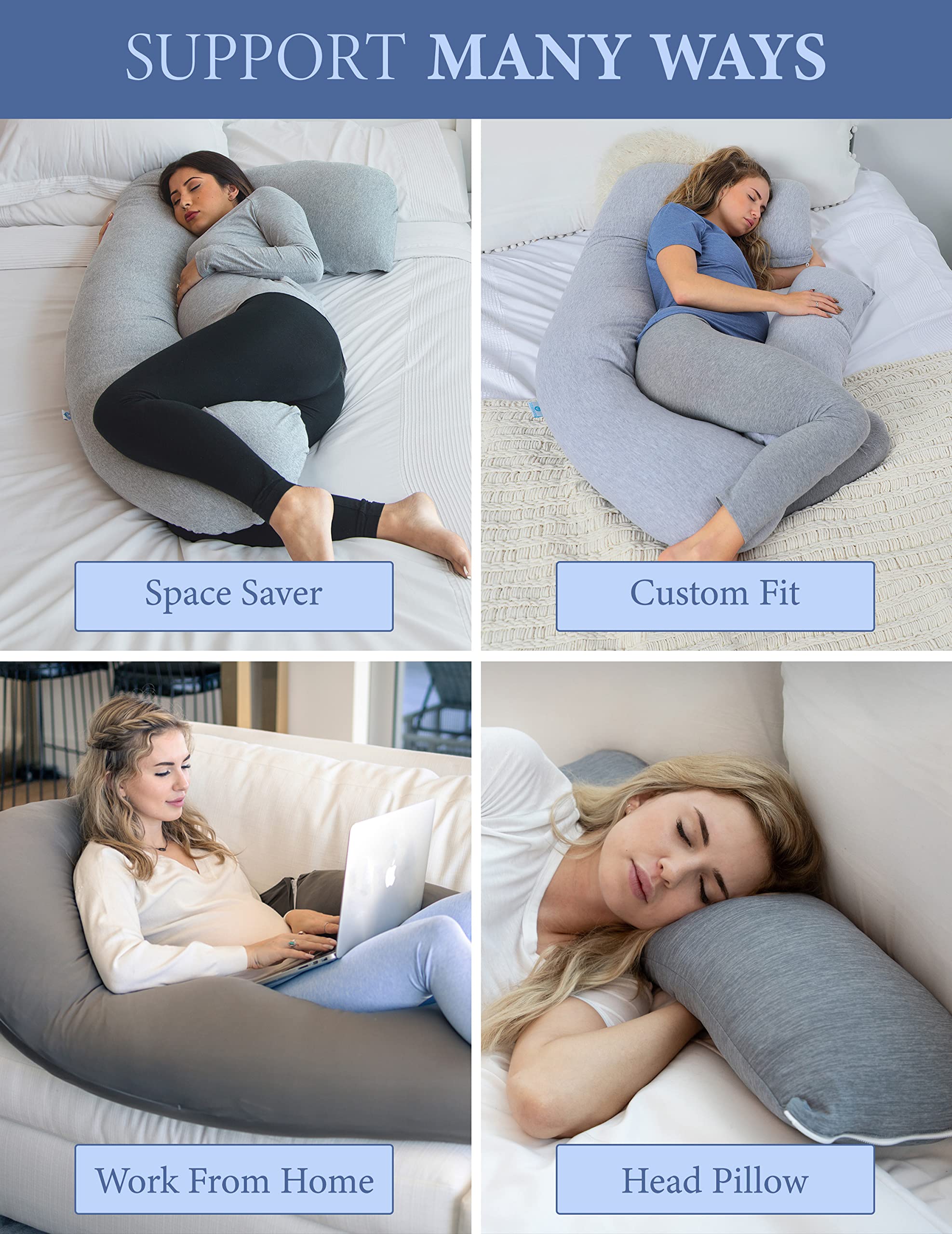 PharMeDoc U-Shape Pregnancy Pillow | Full Body Maternity Support