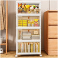 TidyTrove 4-Tier Stackable Plastic Storage Bins with Wheels | 112L