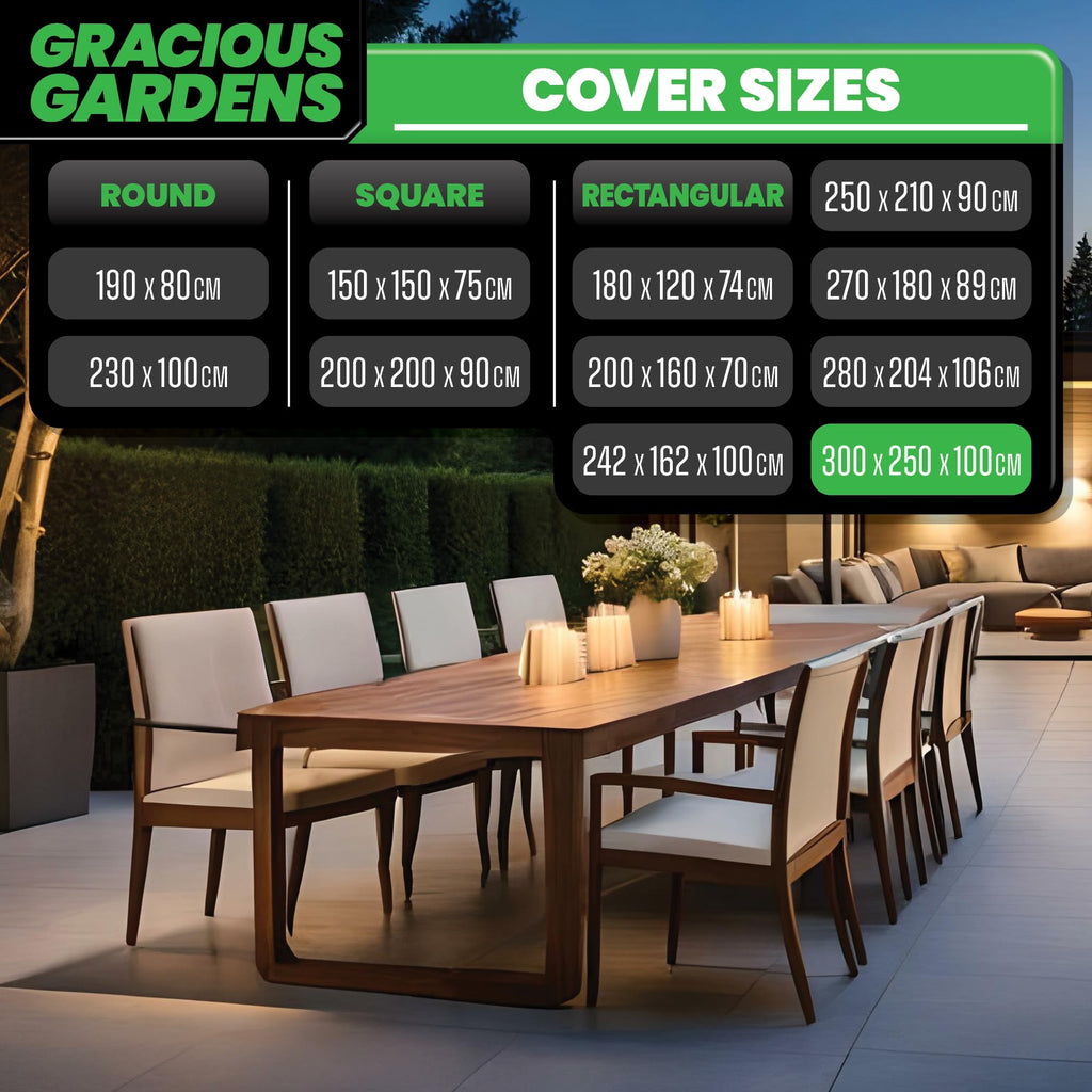 Gracious Gardens Waterproof Garden Furniture Cover - 300x250x100cm Oxford