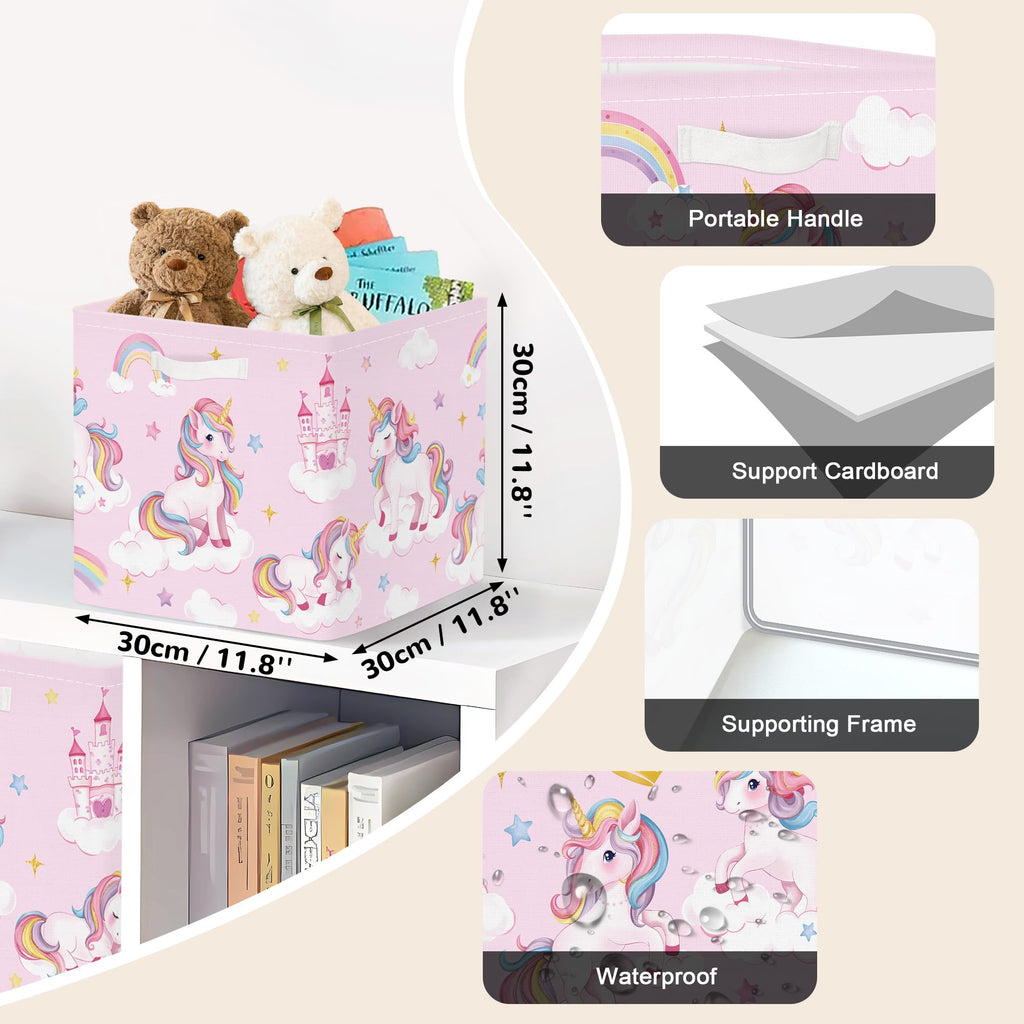Clastyle 3 pcs Unicorn Cube Storage Boxes for Shelves Kallax Boxes - image 2
