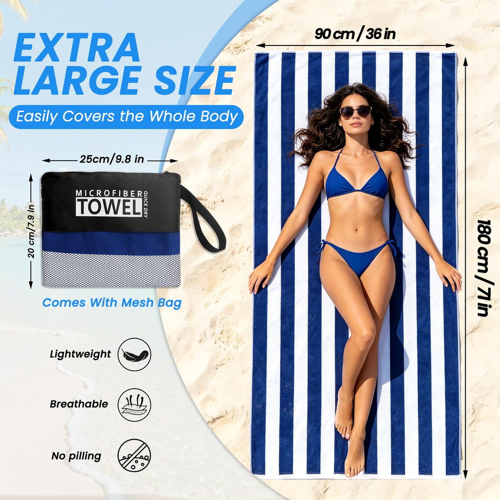 Microfibre Beach Towels for Adults - 2 Pack 180x90cm Microfibre Towel - image 2