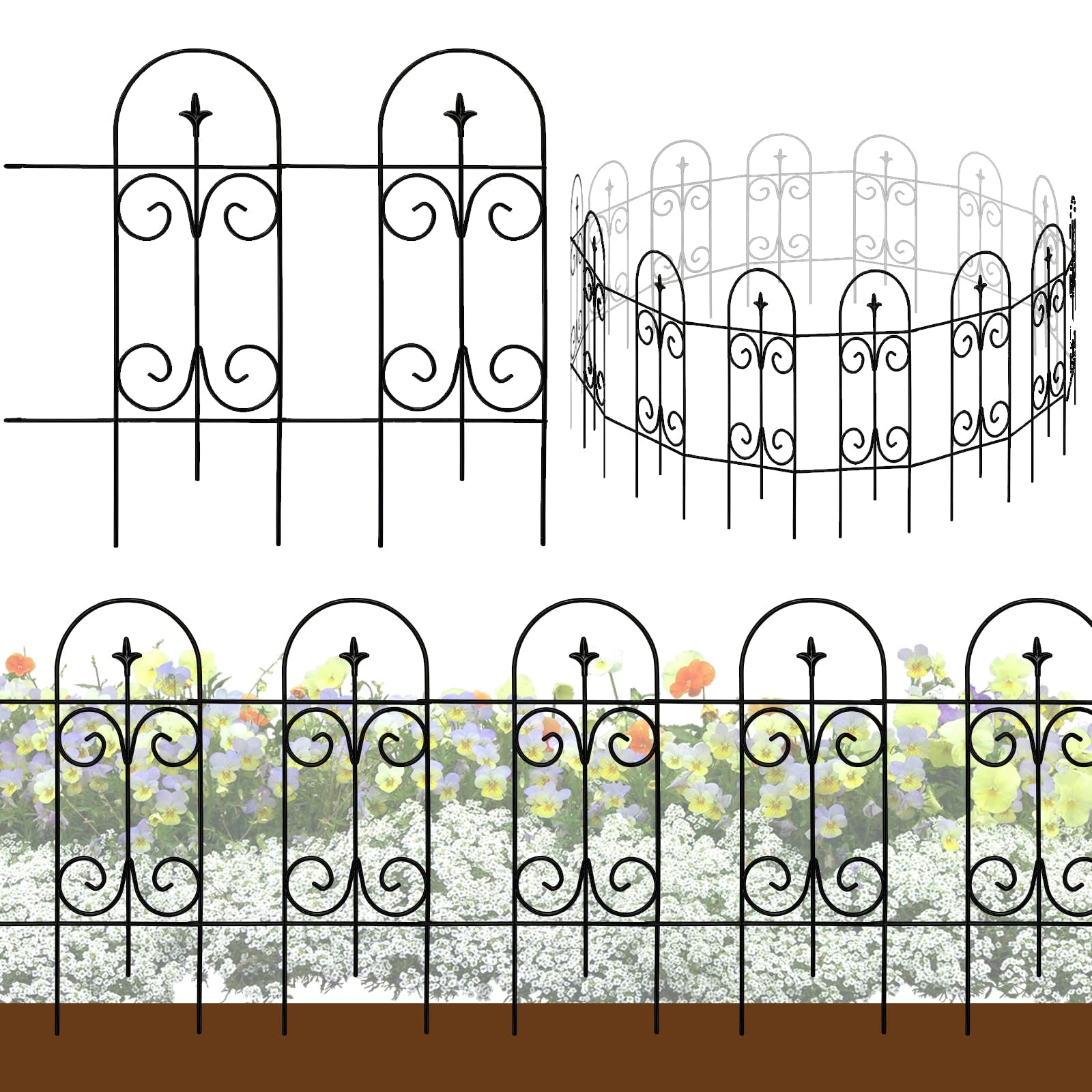 Thealyn Rustproof Wrought Iron Garden Fence – 82cm x 6.1m Animal Barrier