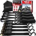FORTEM Ratchet Straps – 4 Pack Heavy-Duty Tie Down Set with Soft Loops