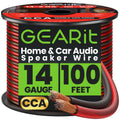 GearIT 14 Gauge Speaker Wire – 100ft Black CCA Audio Cable for Home Theater