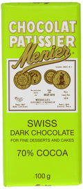 Menier 70% Cocoa Dark Cooking Chocolate - 100g Swiss Bars (Pack of 10)