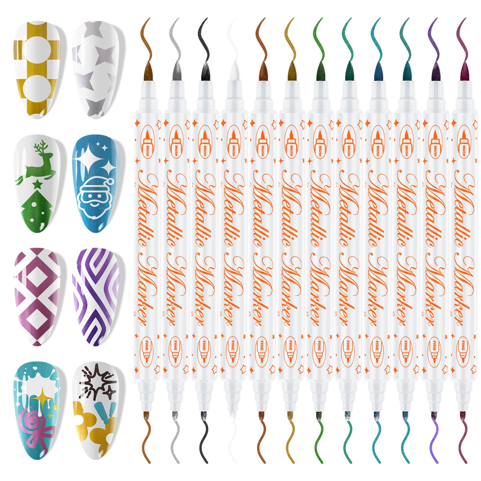 EBANKU 12 Colors Double Ended Nail Art Pens – Quick-Drying Acrylic Markers