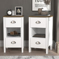 Galano Gemma Set of 2 Bedside Tables - 2 Drawer Storage - White/Oak