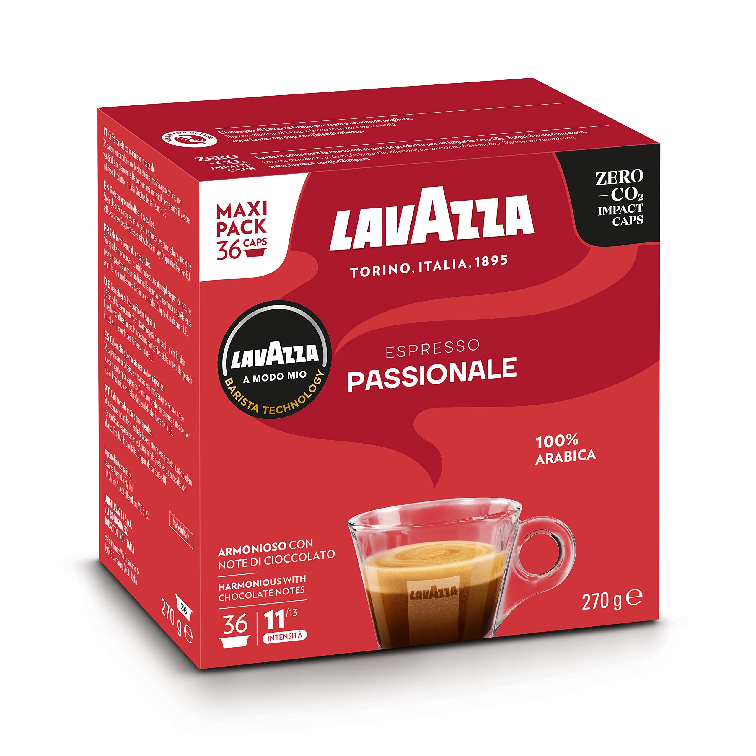 Lavazza A Modo Mio Passionale Coffee Pods - 100% Arabica - 36 Capsules