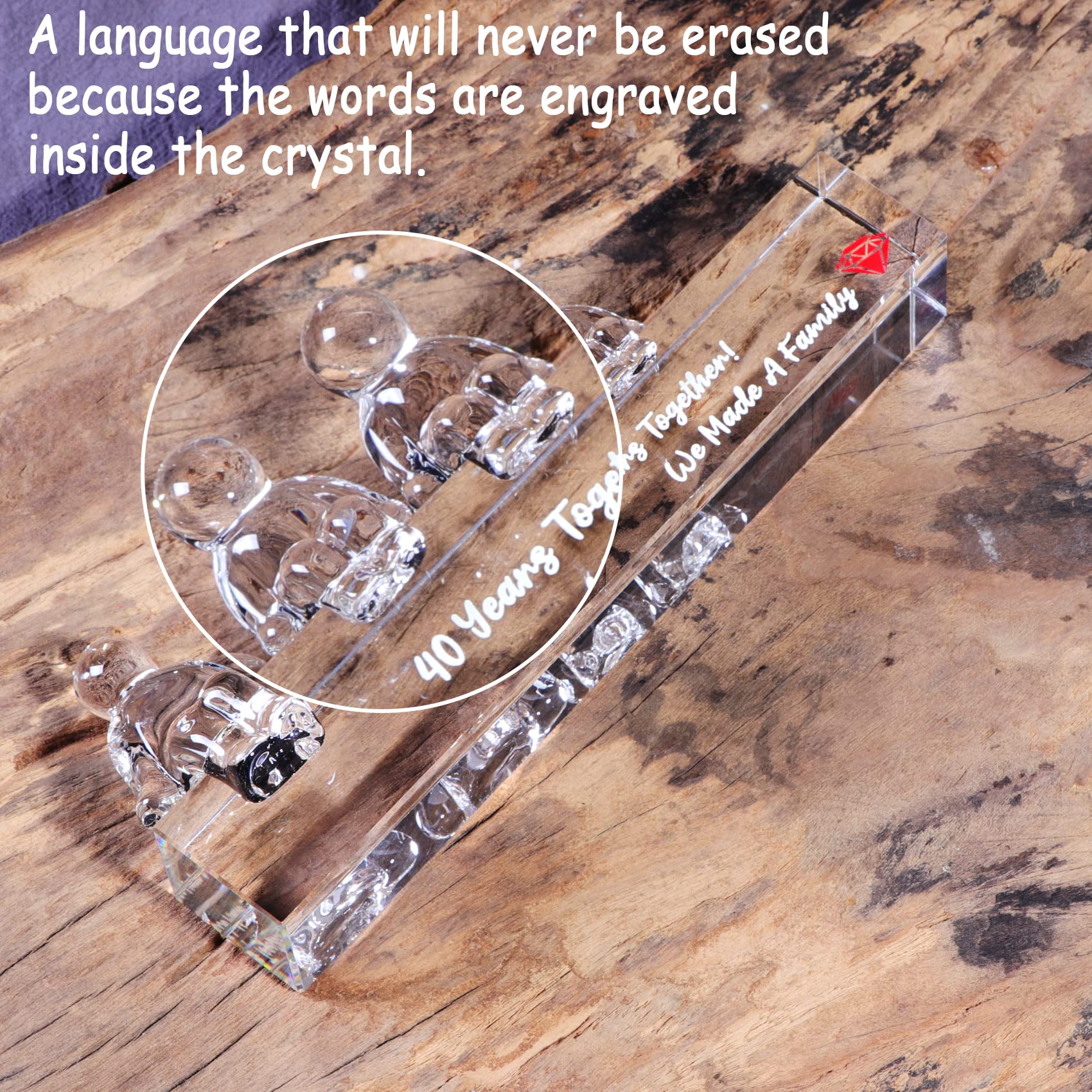 Movdyka 40th Ruby Wedding Anniversary Crystal Family Keepsake Ornament