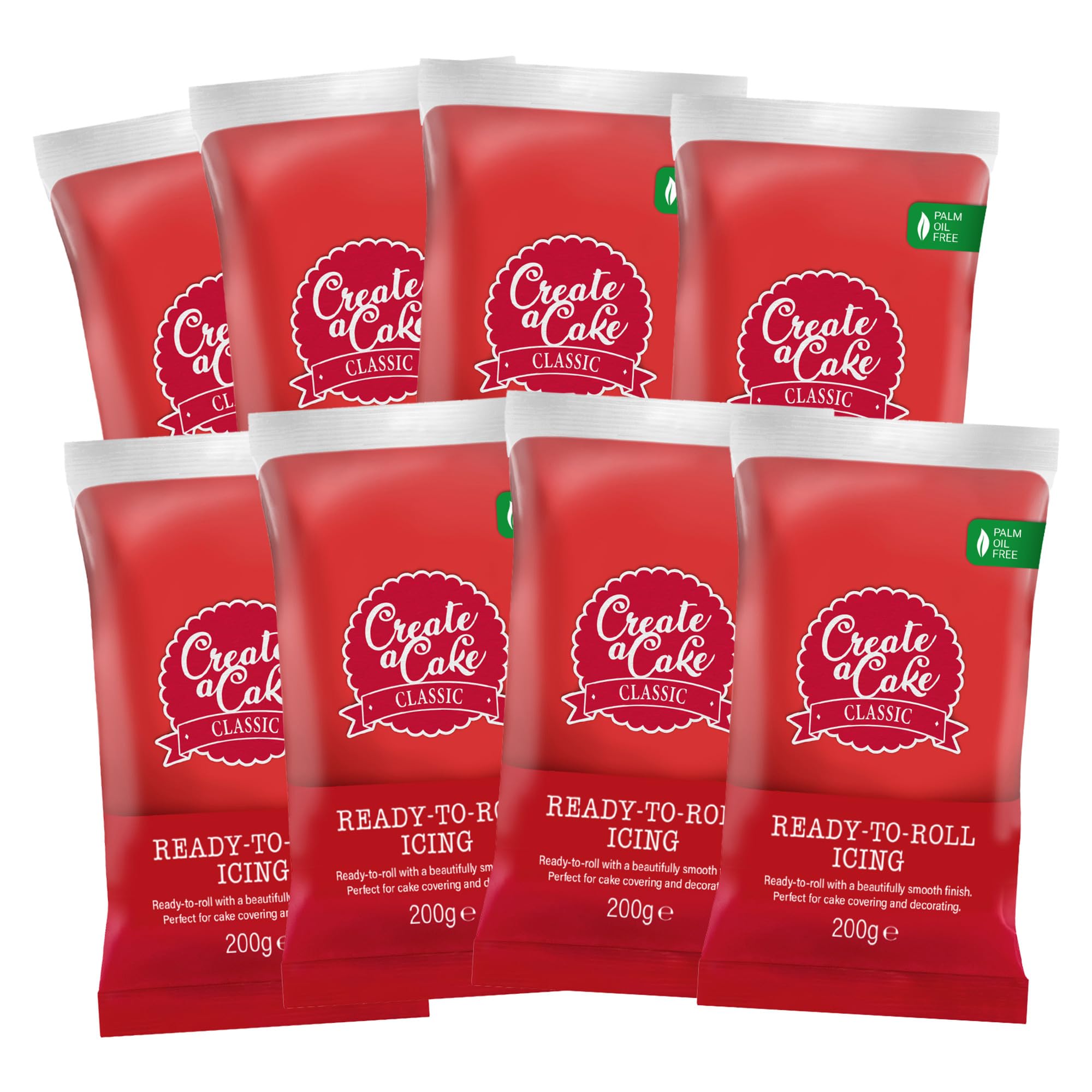 Create A Cake Red Fondant Icing - Palm Free Ready to Roll Sugar Paste - 1.6kg