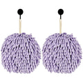 Fuzzy Ball Hand Towels, Set of 2, Chenille Quick Dry, 6.9inchPurple
