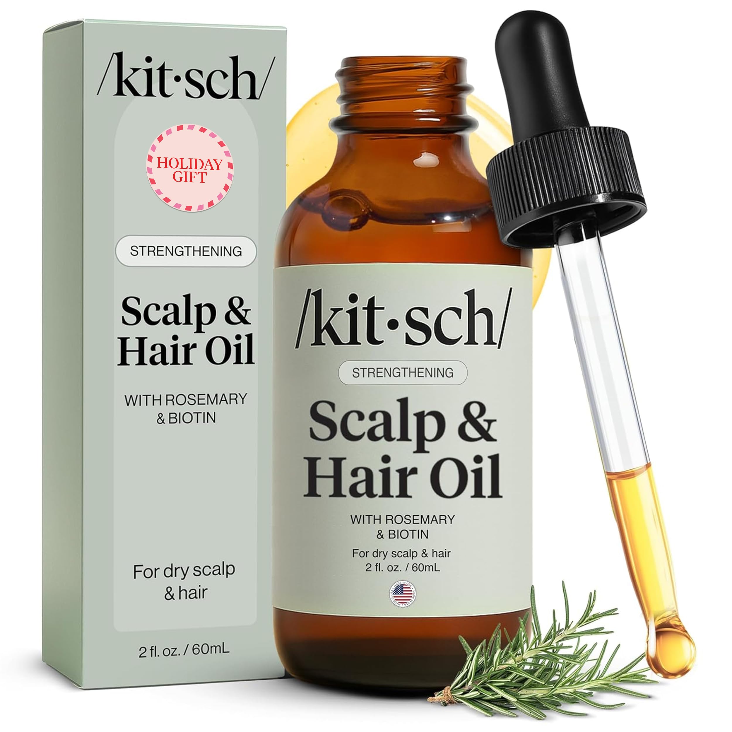 Kitsch Rosemary Scalp & Hair Oil with Biotin – Pre-Wash Serum, 60ml