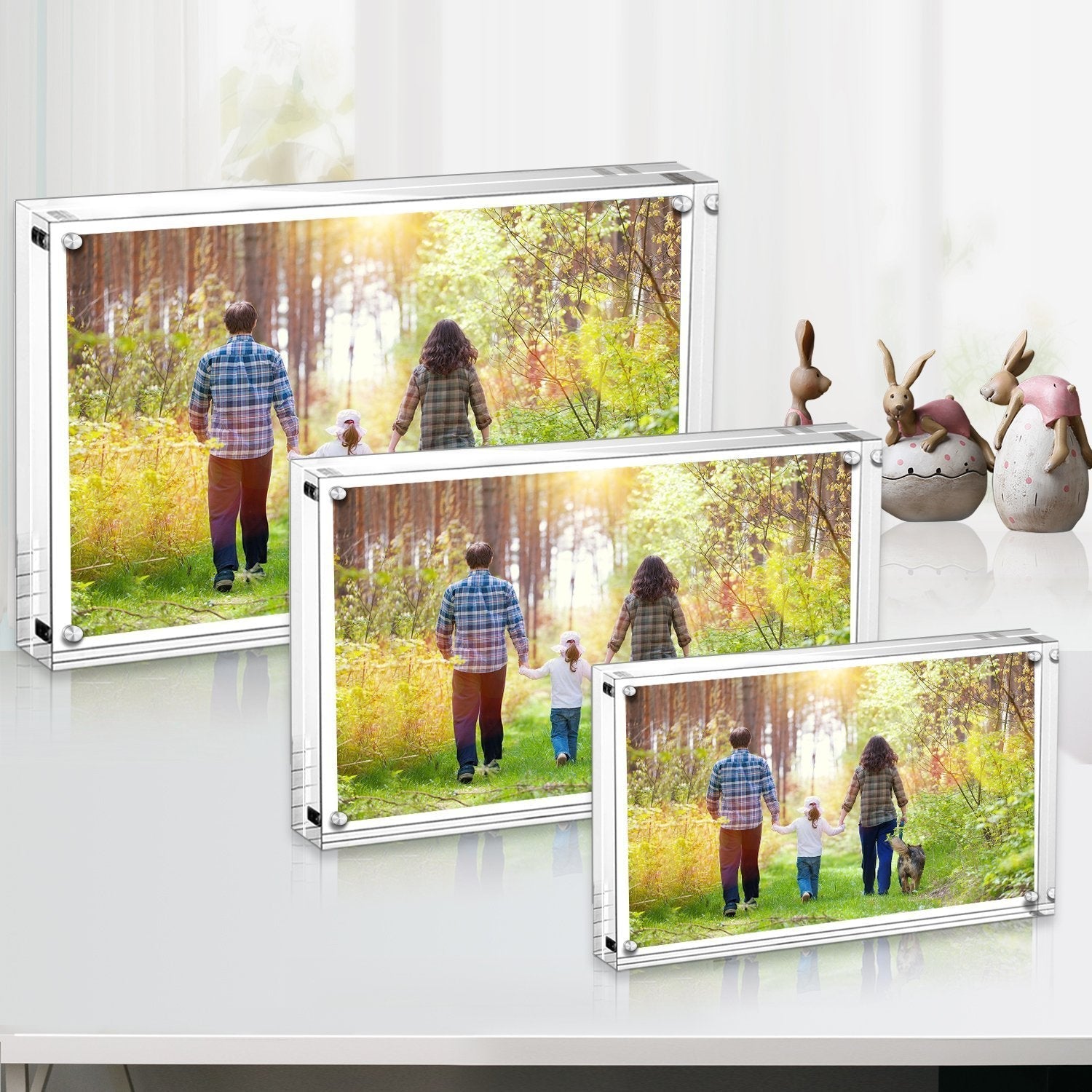 Boxalls Acrylic Photo Frame 4x6 - Set of 5 Double Sided Magnetic Desktop Blocks