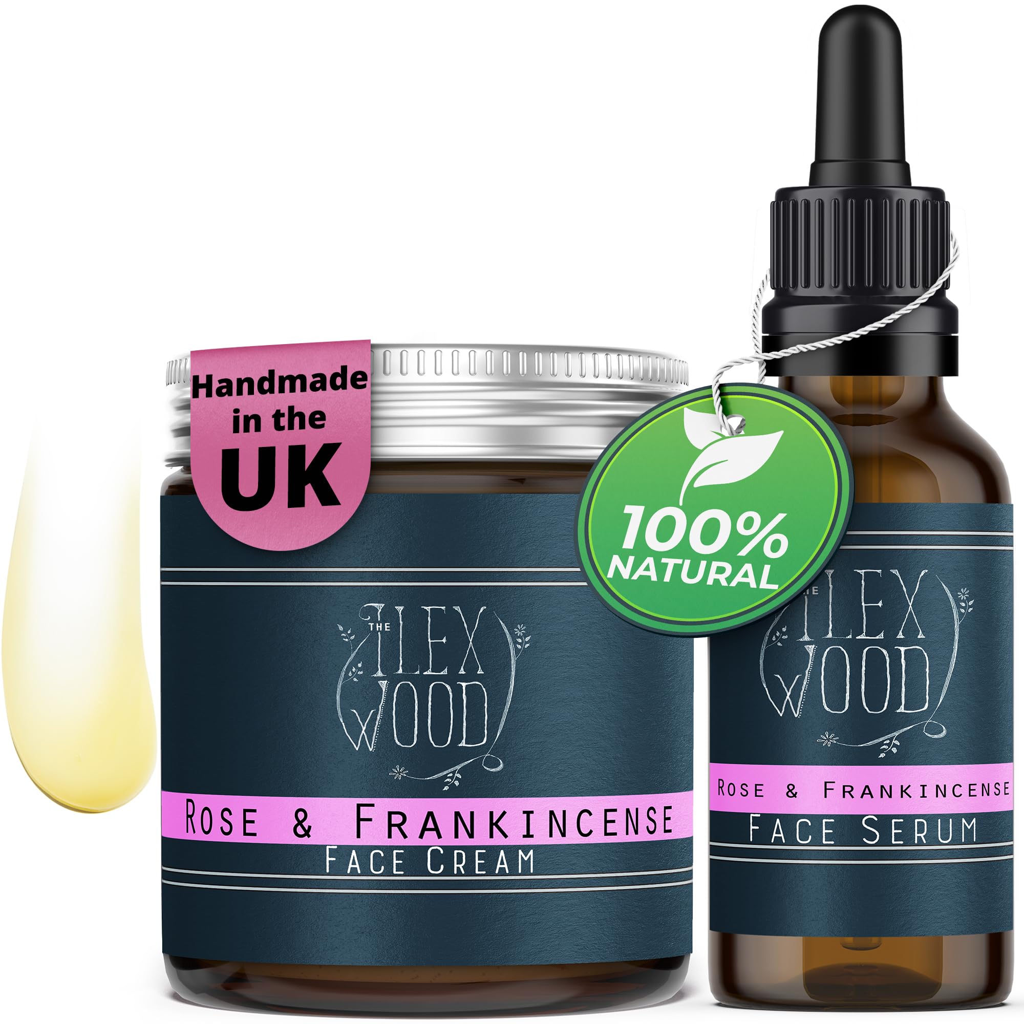 The Ilex Wood Natural Anti-Ageing Face Cream & Serum Set - Rose & Frankincense