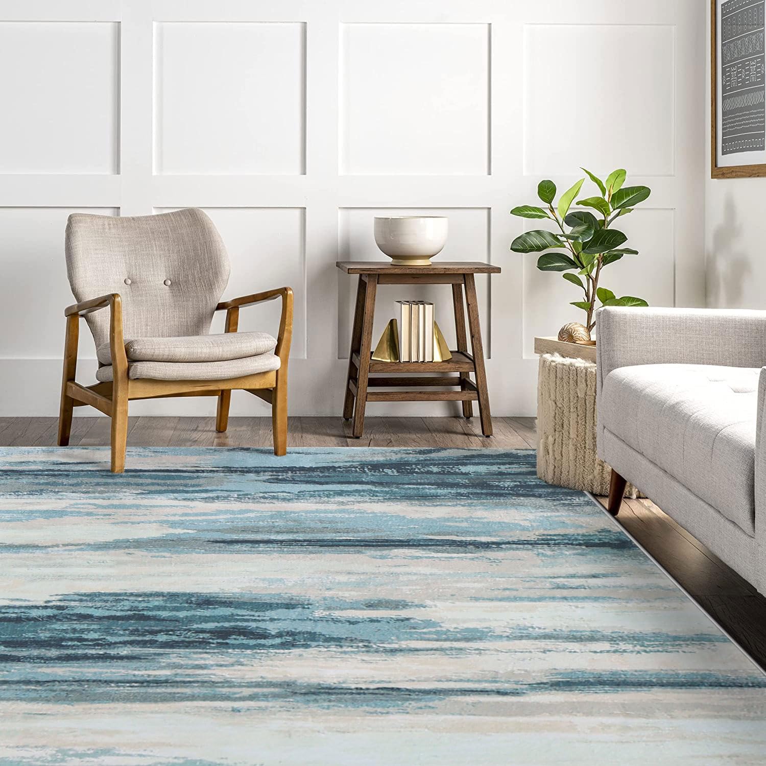 Tinyboy-hbq Modern Abstract Area Rug | Blue Soft Non-Slip Carpet