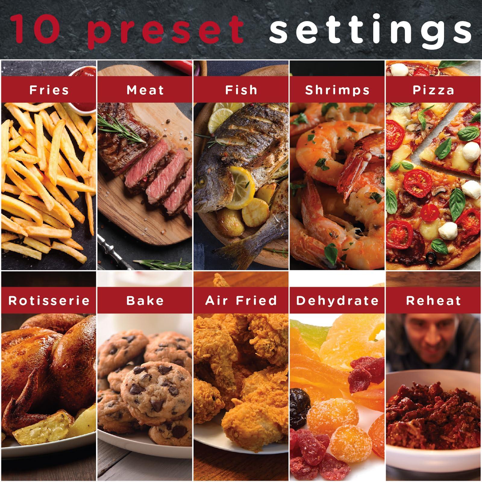 Sensio Home 12L Air Fryer Oven | 10-in-1 Digital Rotisserie & Dehydrator