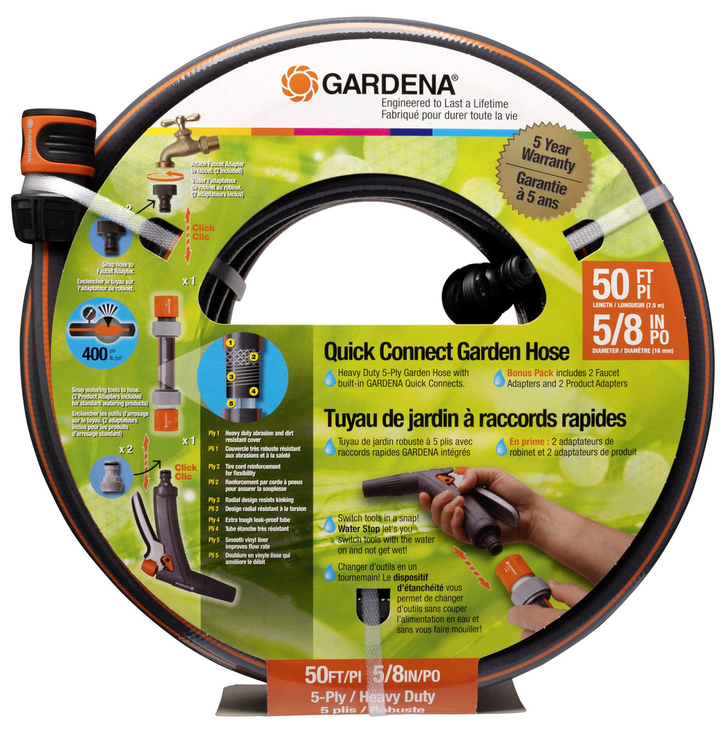 Gardena Comfort Heavy Duty Garden Hose – 5/8-Inch x 50-Foot Kink-Resistant
