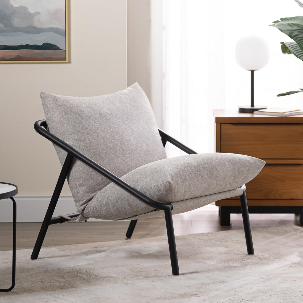 Zinus Ada Sling Accent Armchair, Oatmeal Beige, 78 x 78 x 69 cm - image 1