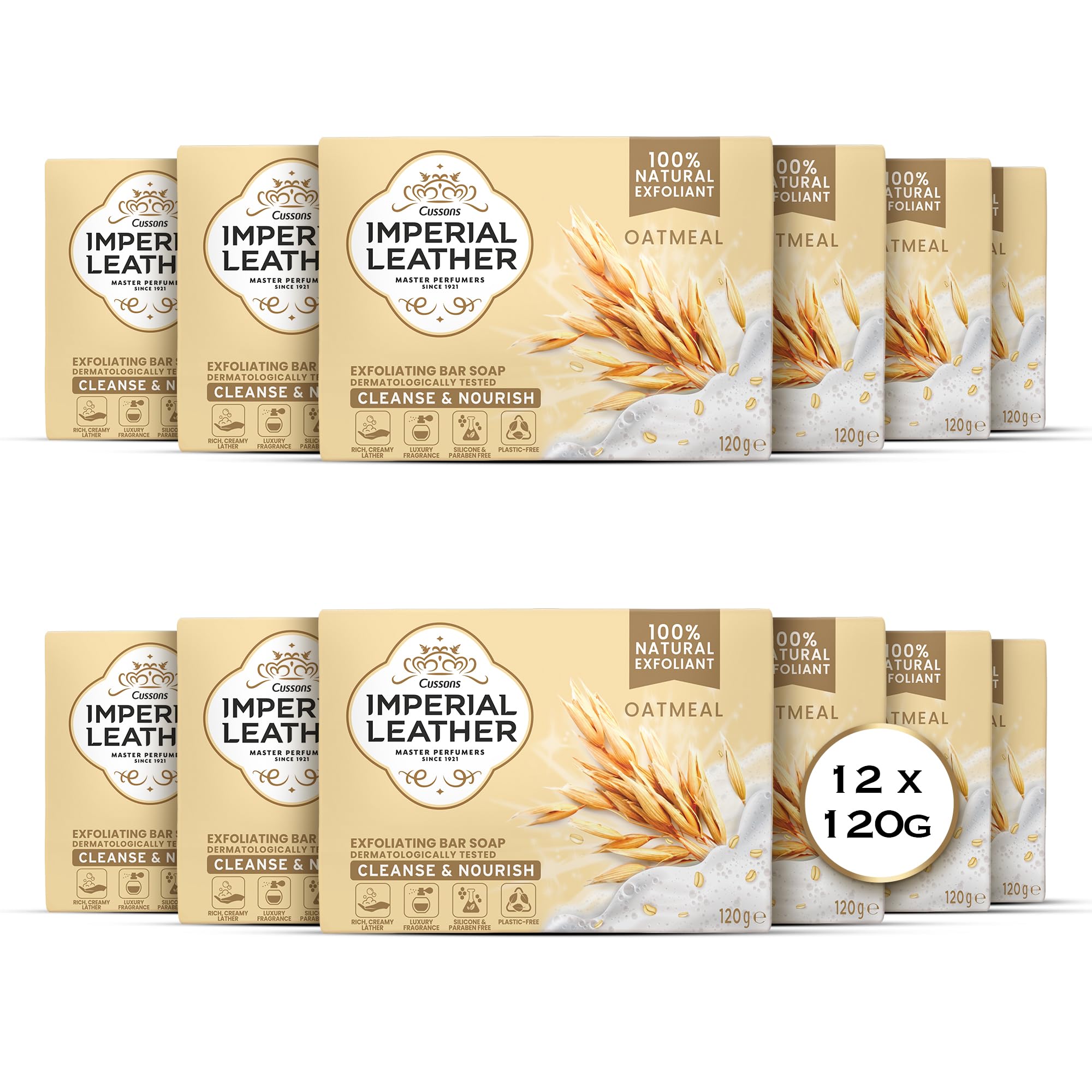 Imperial Leather Oatmeal Exfoliating Bar Soap - 120g (Pack of 12)