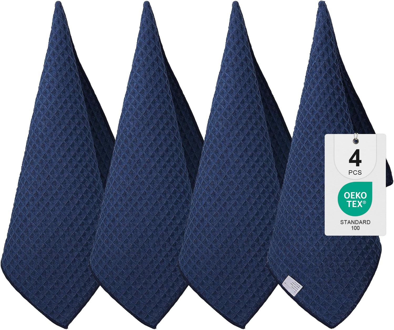 Moosfor Waffle Microfibre Tea Towels - Super Absorbent Kitchen Cloths, 4-Pack