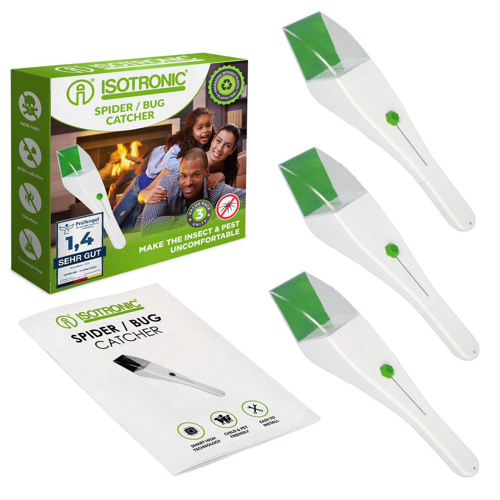 ISOTRONIC Catchy Katcha Bug & Spider Catcher with Magnifier – Set of 3