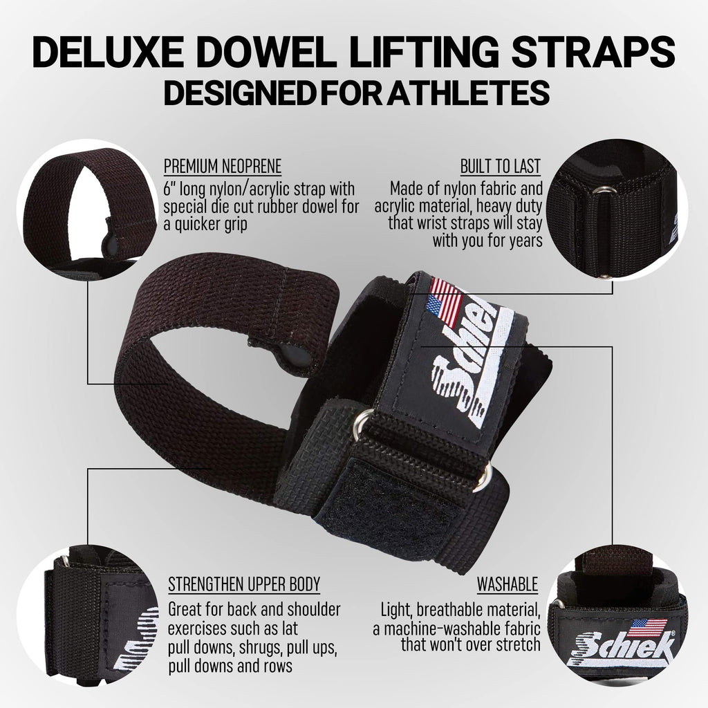 Schiek Sports 1000DLS Dowel Lifting Straps with Wrist Protection