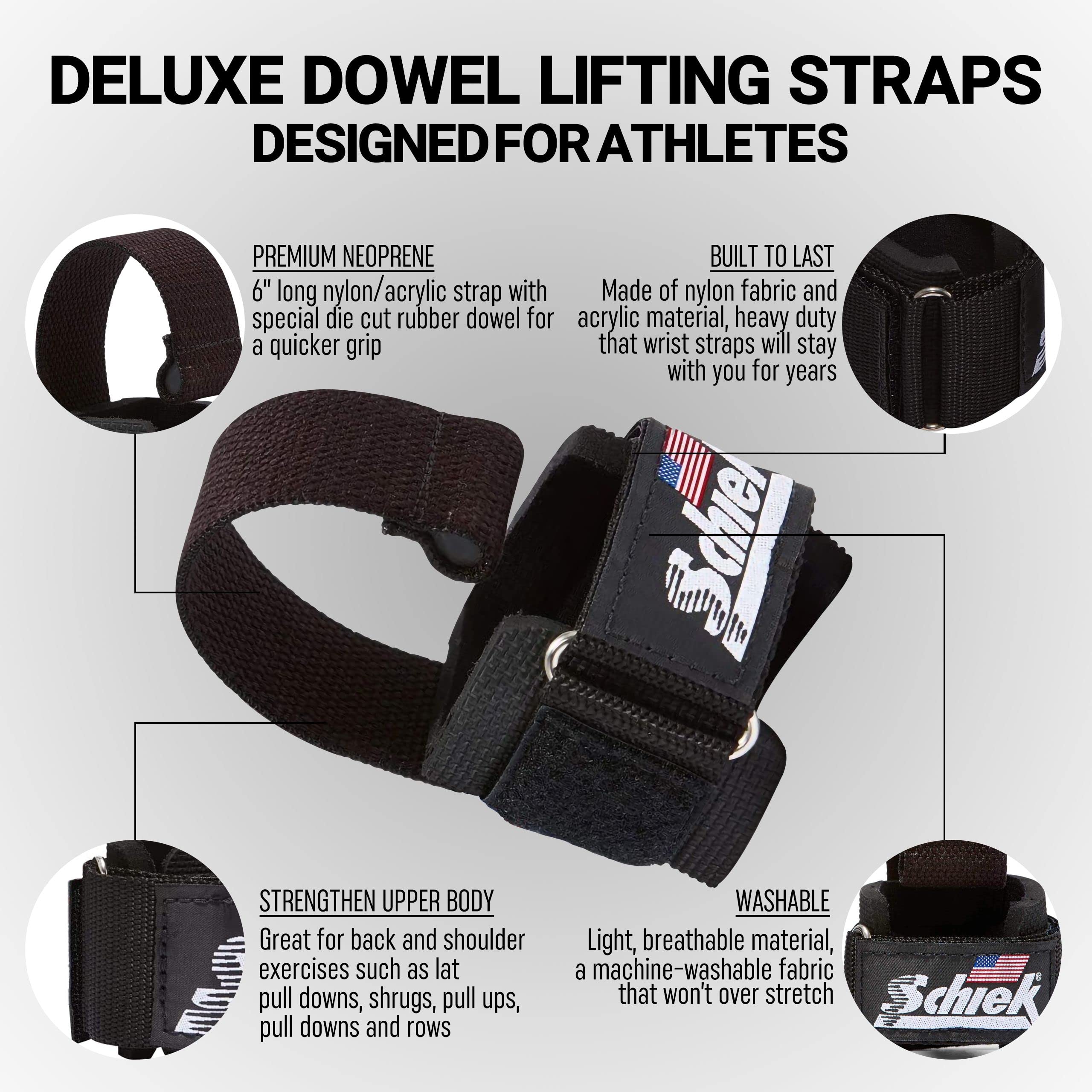 Schiek Sports 1000DLS Dowel Lifting Straps with Wrist Protection