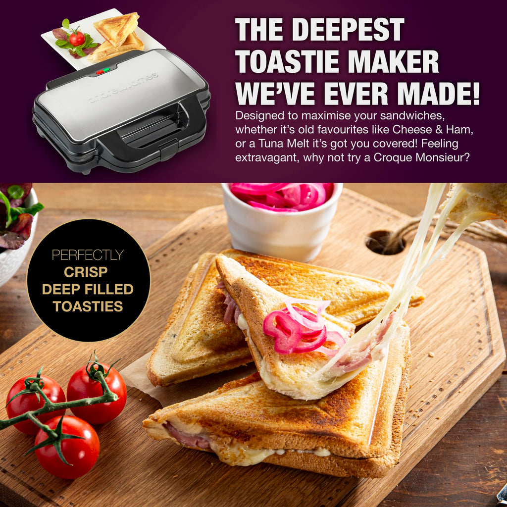 Andrew James Deep Fill Sandwich Maker | 4 Slice Non-Stick 900W Grill