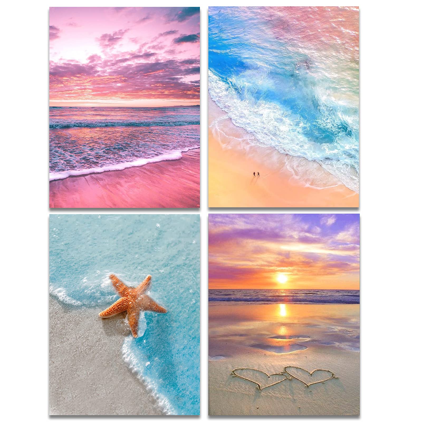 Muzagroo 5D Diamond Painting Kits for Adults – 4-Pack Beach Wall Art
