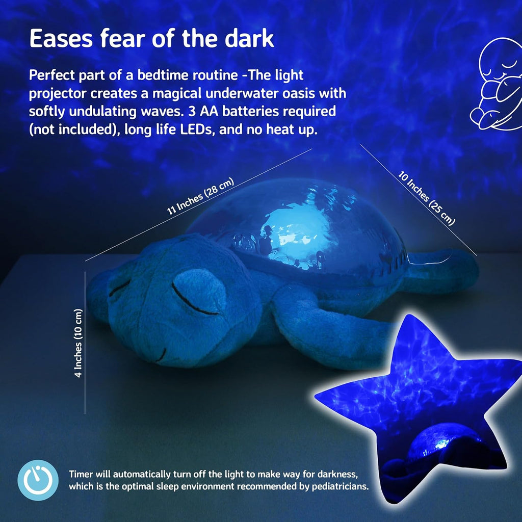 Cloud B Tranquil Turtle Rechargeable Projector Nightlight with White Noise Soothing Sounds - Ocean Blue